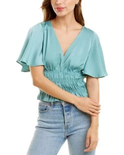 Cheap 🤩 women Emmie Rose Smocked Hem Top 🧨