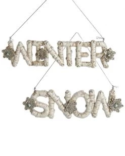 Outlet 🎉 Kurt Adler 6.5in Resin Snow Winter Words Set of 2 Ornaments ✔️
