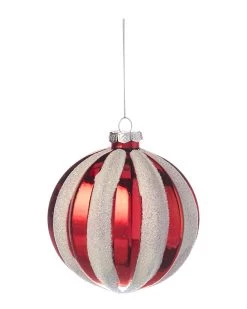 Discount 👍 Kurt Adler 4in Glass Peppermint Stripe Ball Ornament Set of 2 😀