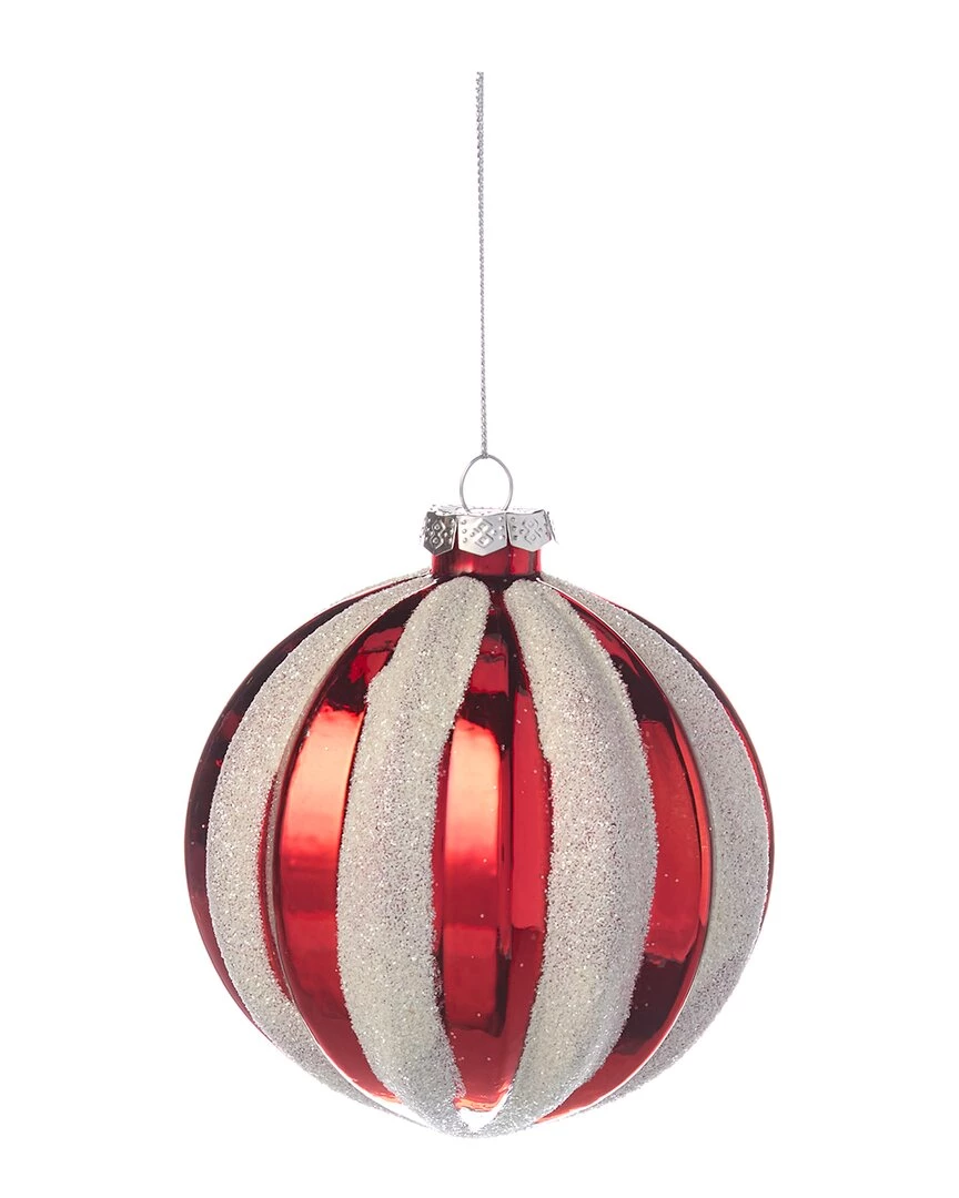 Discount π Kurt Adler 4in Glass Peppermint Stripe Ball Ornament Set of 2 π 3 Discount π Kurt Adler 4in Glass Peppermint Stripe Ball Ornament Set of 2 π