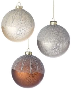 Buy 🔥 Kurt Adler 4in Crackle Finish Glass Ball Ornament 3/ Assorted ⭐