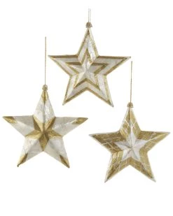 Budget ⭐ Kurt Adler 5in Laminated Capiz Star Ornament 3/ Assorted ✨