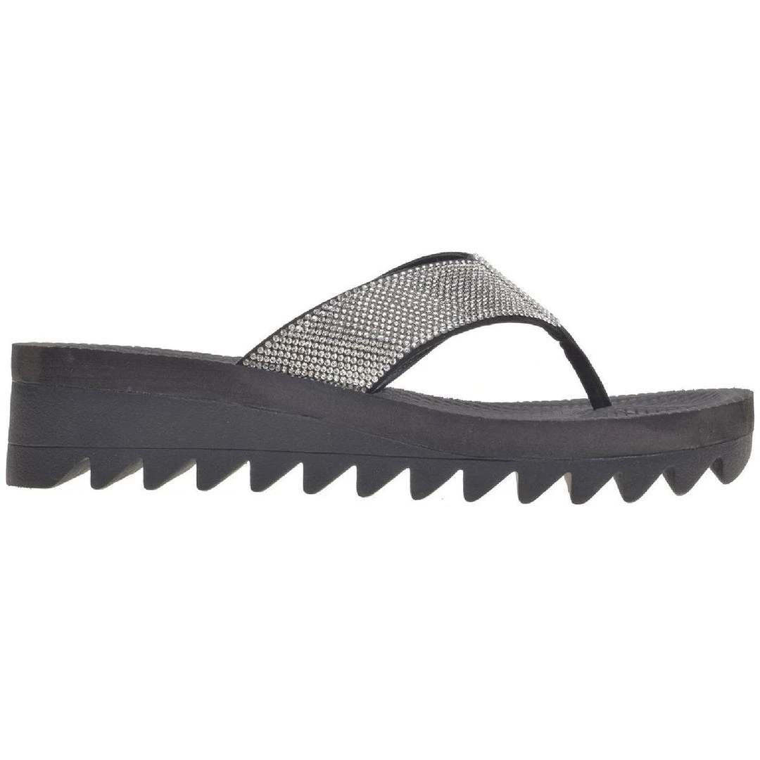 Budget π₯° Wild Pair Kalabasas π© Womens Rhinestone Wedge Thong π©΄ Sandals π 4 Budget π₯° Wild Pair Kalabasas π© Womens Rhinestone Wedge Thong π©΄ Sandals π - Image 2