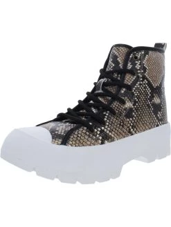 Cheapest 😍 Aqua College Gaia 👩 Womens Snake Print Lug Sole Combat & Lace-up 🥾 Boots 💯