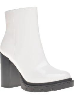 Hot Sale ⭐ Wild Pair Vanessa 👩 Womens Patent Block Heel Ankle 🥾 Boots ⌛