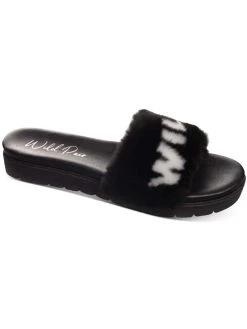 Best deal 😀 Wild Pair Jeleen 👩 Womens Faux Fur Logo Slide 🩴 Sandals 🛒