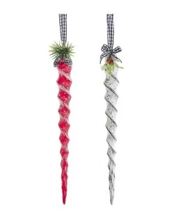 Best deal 🎁 Kurt Adler 8.95in Icicle with Gingham Set of 2 Ornaments 👍