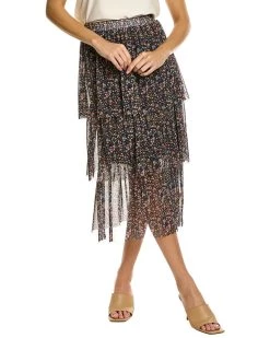 New 👍 women Emmie Rose Tiered Mesh Midi 👗 Skirt ❤️